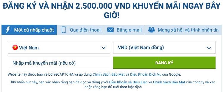 nhập mã khuyến mãi 1XBET